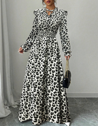 MORGAN | Elegant Long Sleeve Floral Print A-Line Dress