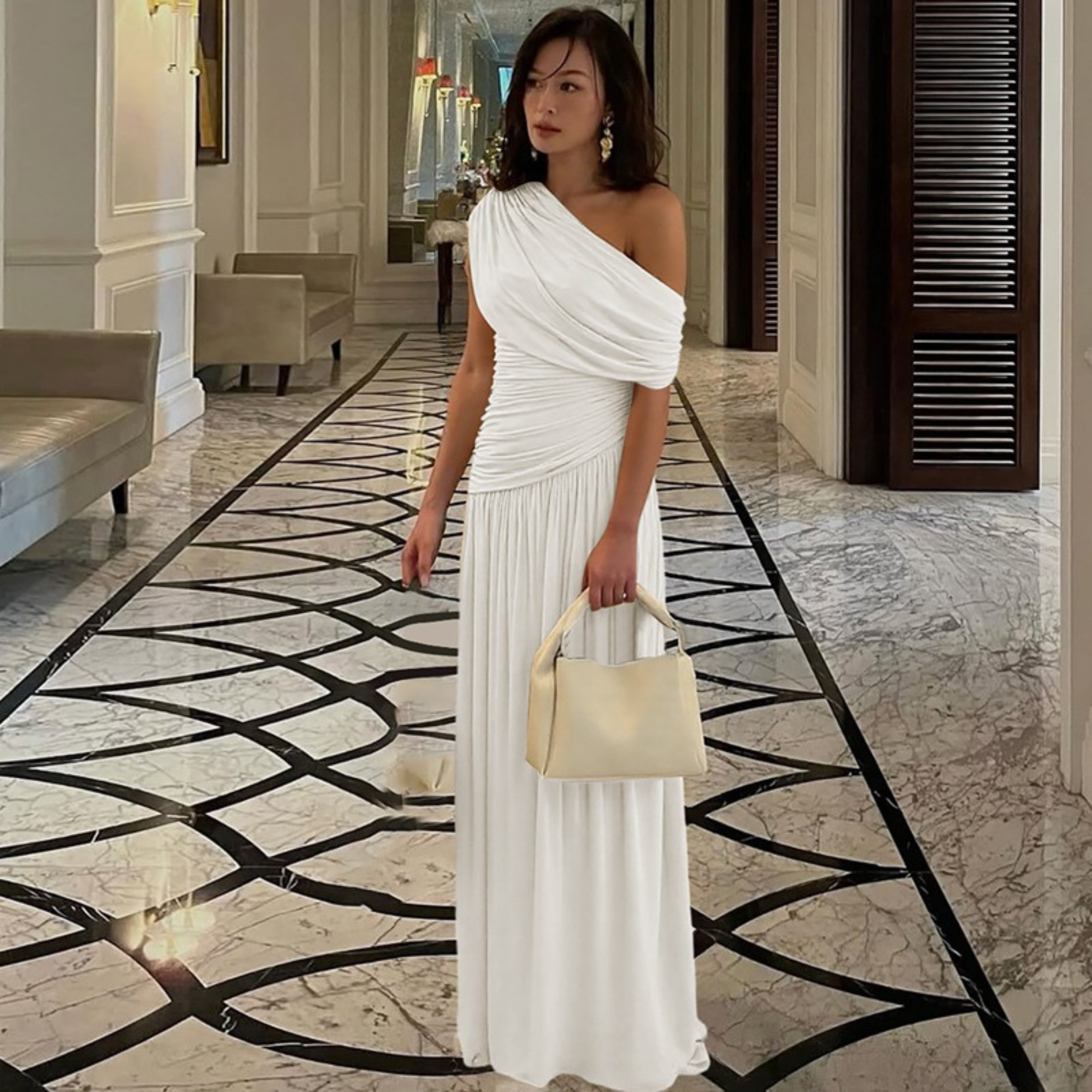 SHINA | Elegant One Shoulder Evening Maxi Dress
