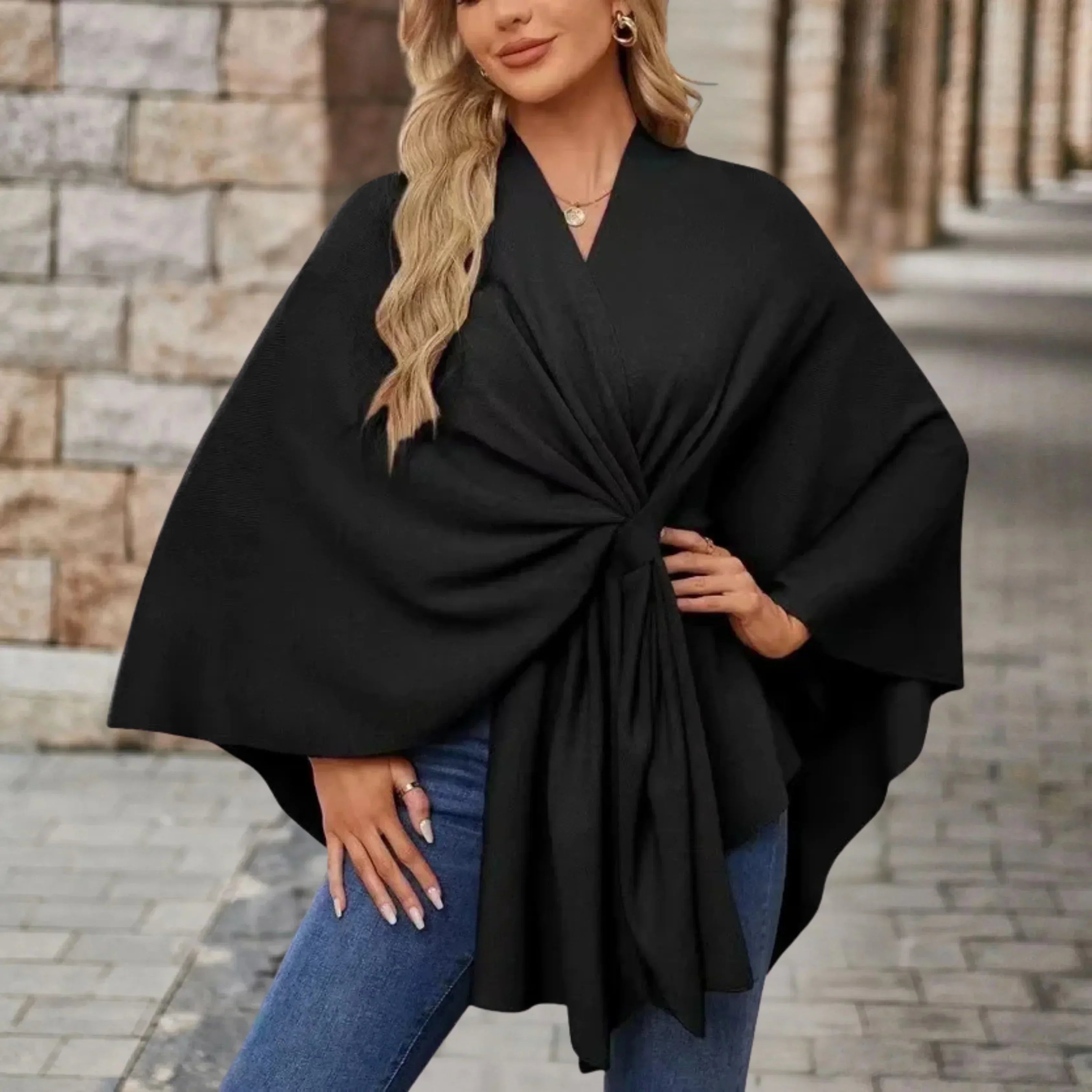 AUDREY | Elegant Draped Poncho