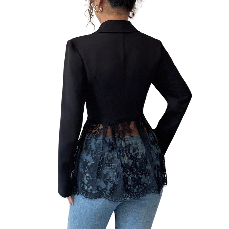 RAFAELA| Modern Lace-Trim Structured Blazer
