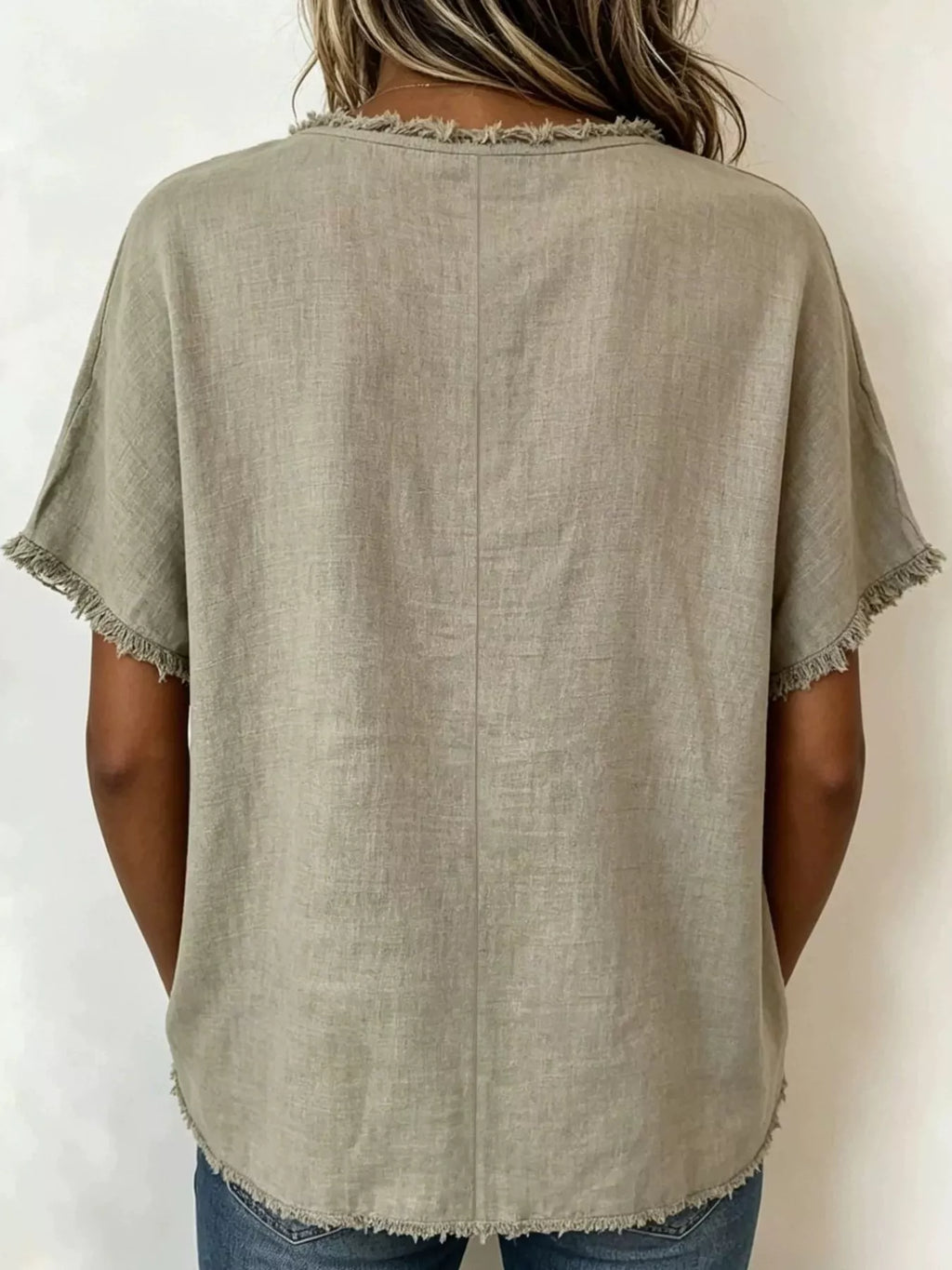 Debby | Frayed Hem Short Sleeve Top