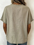 Debby | Frayed Hem Short Sleeve Top