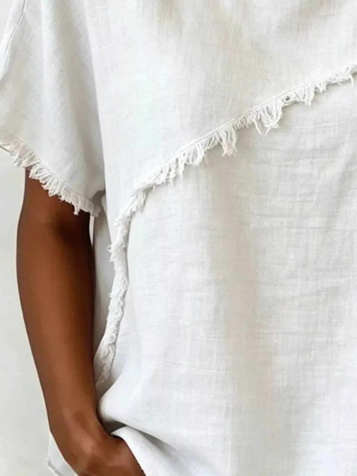 Debby | Frayed Hem Short Sleeve Top