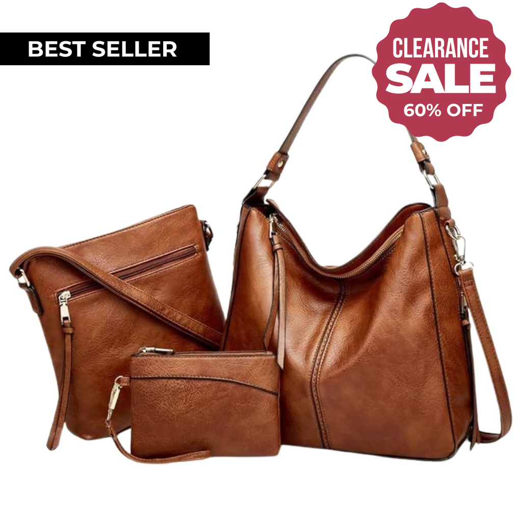 Luxury Leather 3-Piece Hobo Bag Set