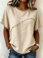 Debby | Frayed Hem Short Sleeve Top