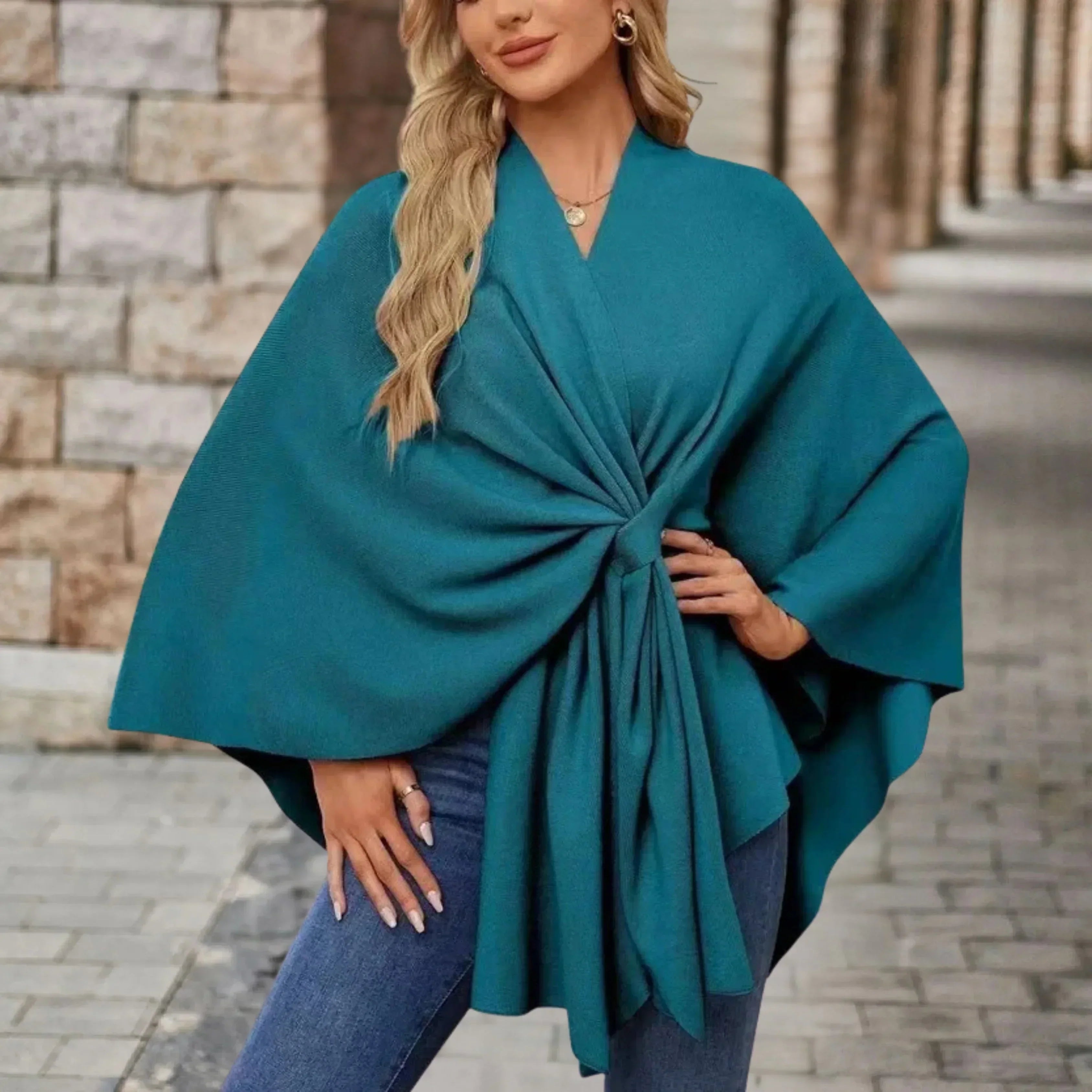 AUDREY | Elegant Draped Poncho