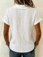 Full Size Casual Short Sleeve Textured Blouse Plus Size