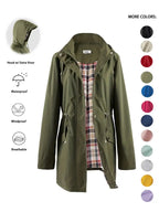 QING™ - Casual Drawstring Zip Up Hooded Trench Coat