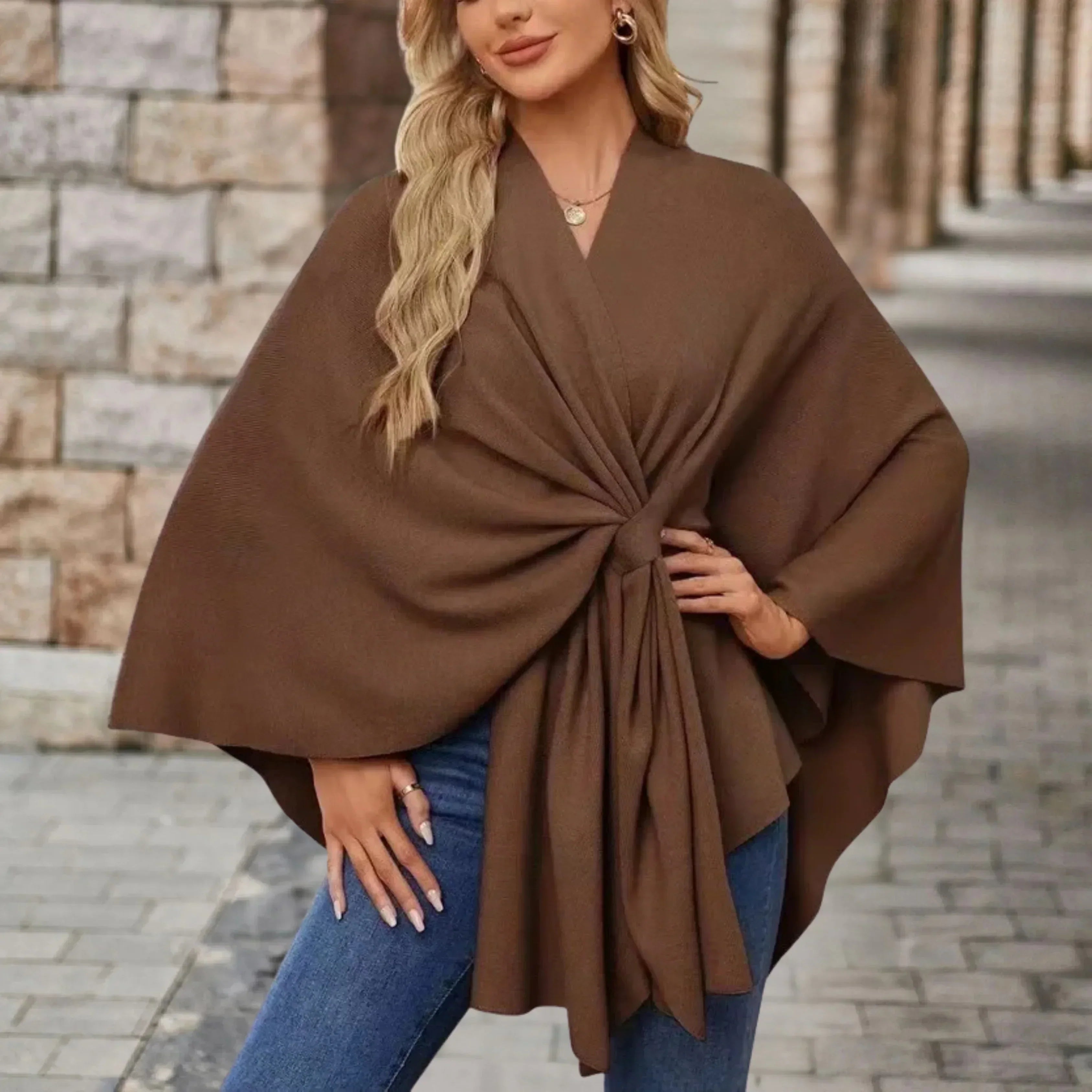 AUDREY | Elegant Draped Poncho