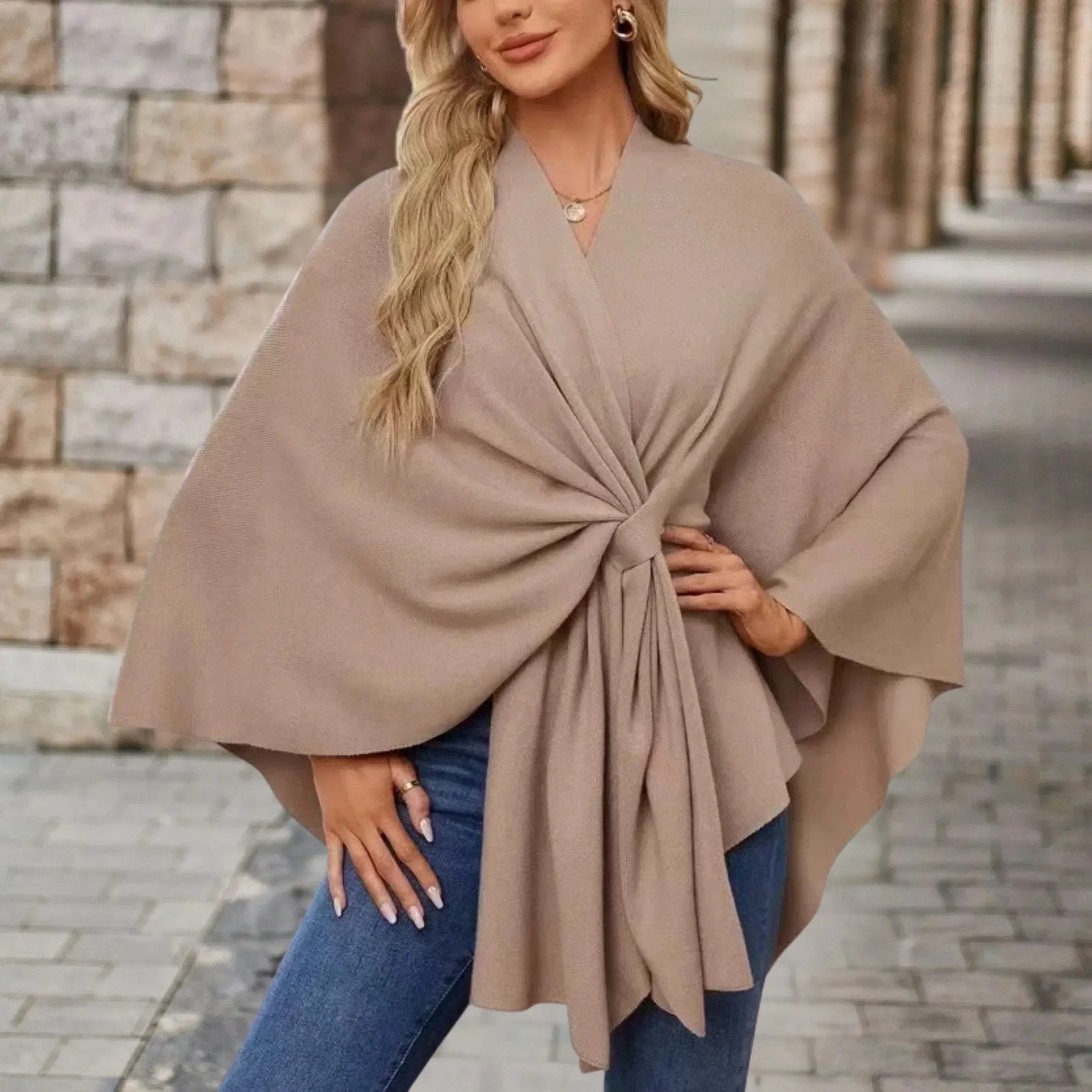 AUDREY | Elegant Draped Poncho