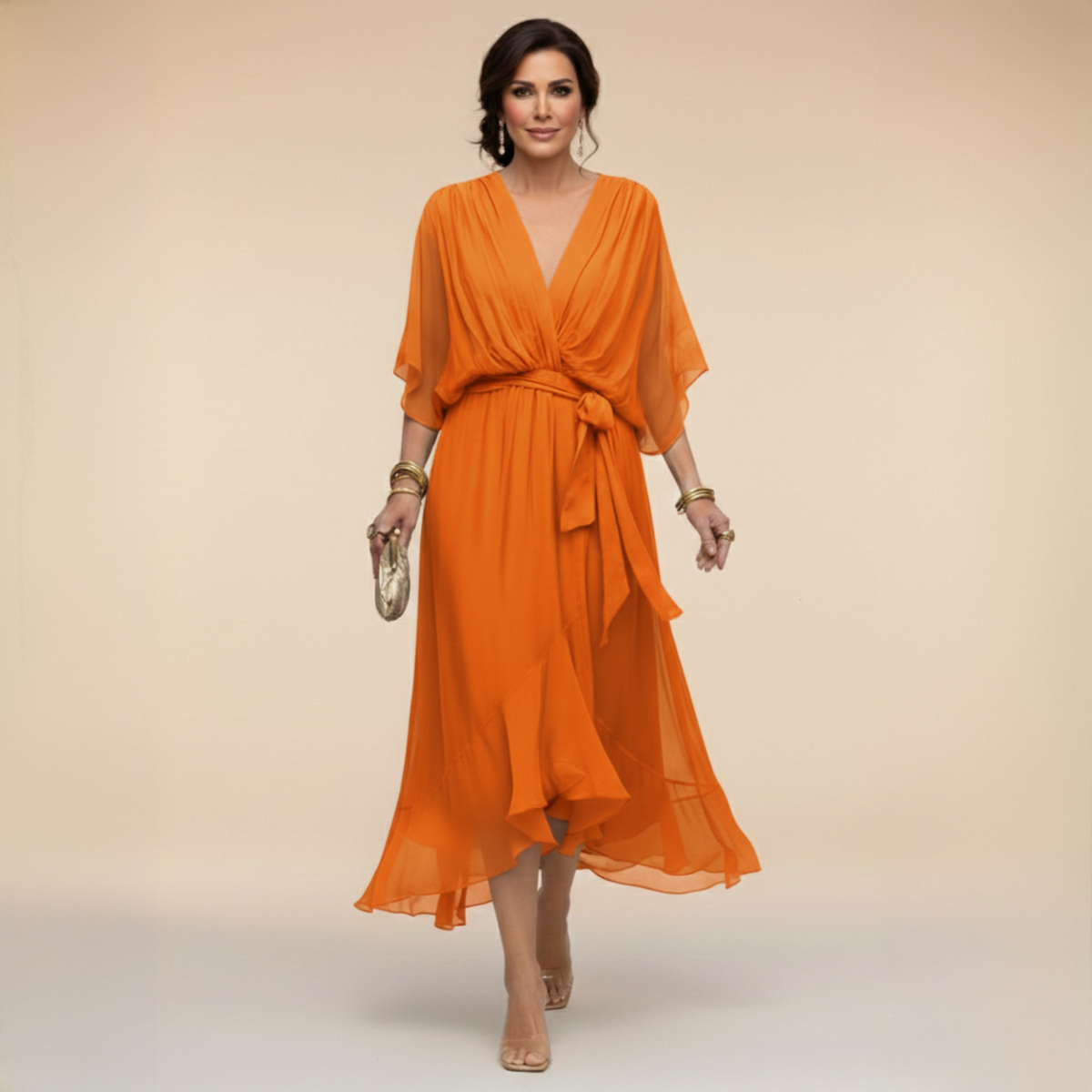Marta | Sandra Chiffon V-Neck Dress