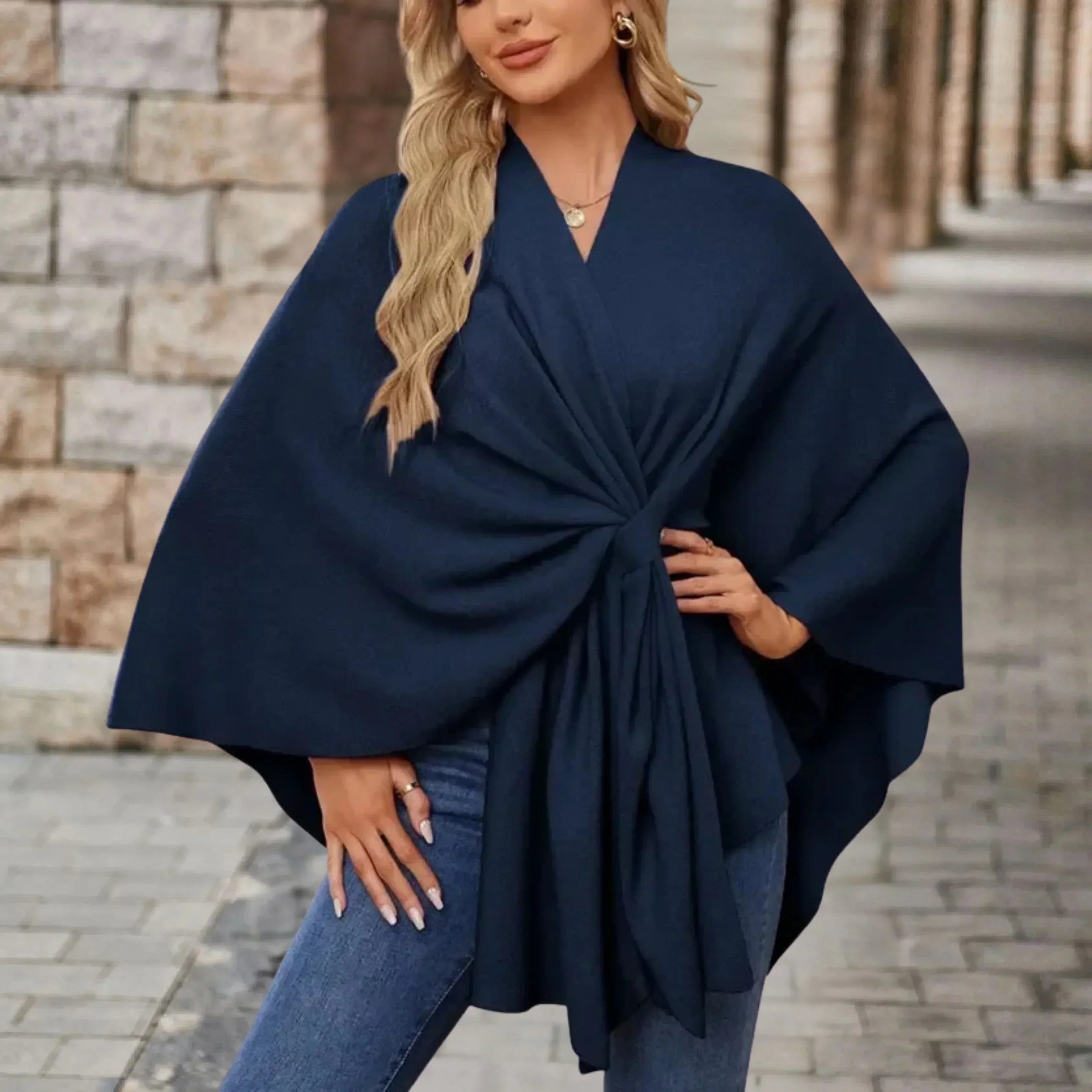 AUDREY | Elegant Draped Poncho