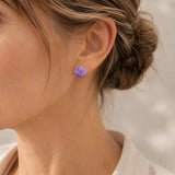 Abstract Crystal Stud Amethyst Earrings