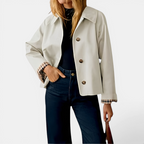 SOLVAINE™ – Plaid-Lined Cropped Trench Coat
