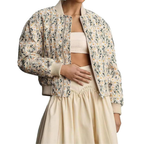 FERN™ – Daisy Print Quilted Cropped Bomber Jacket