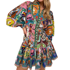 WISTERIA™ – Bohemian Ruffle Lace-Up Pleated Dress