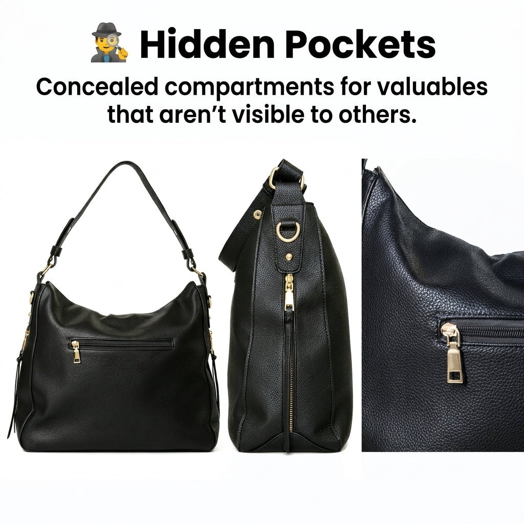 Luxury Leather Hobo Anti-Theft Handbag 2.0 + FREE Pouch Wallet (6-Layer Security Edition)