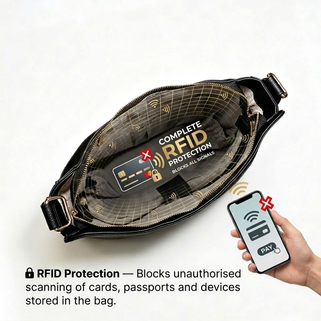 Luxury Leather Hobo Anti-Theft Handbag 2.0 + FREE Pouch Wallet (6-Layer Security Edition)