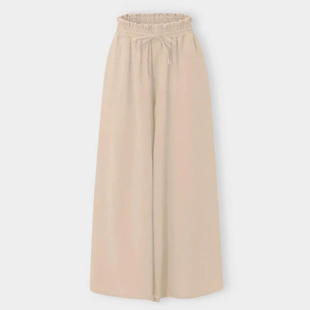 Terra | Women's High Waist Wide Leg Pants Smocked Drawstring