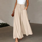 Terra | Women's High Waist Wide Leg Pants Smocked Drawstring