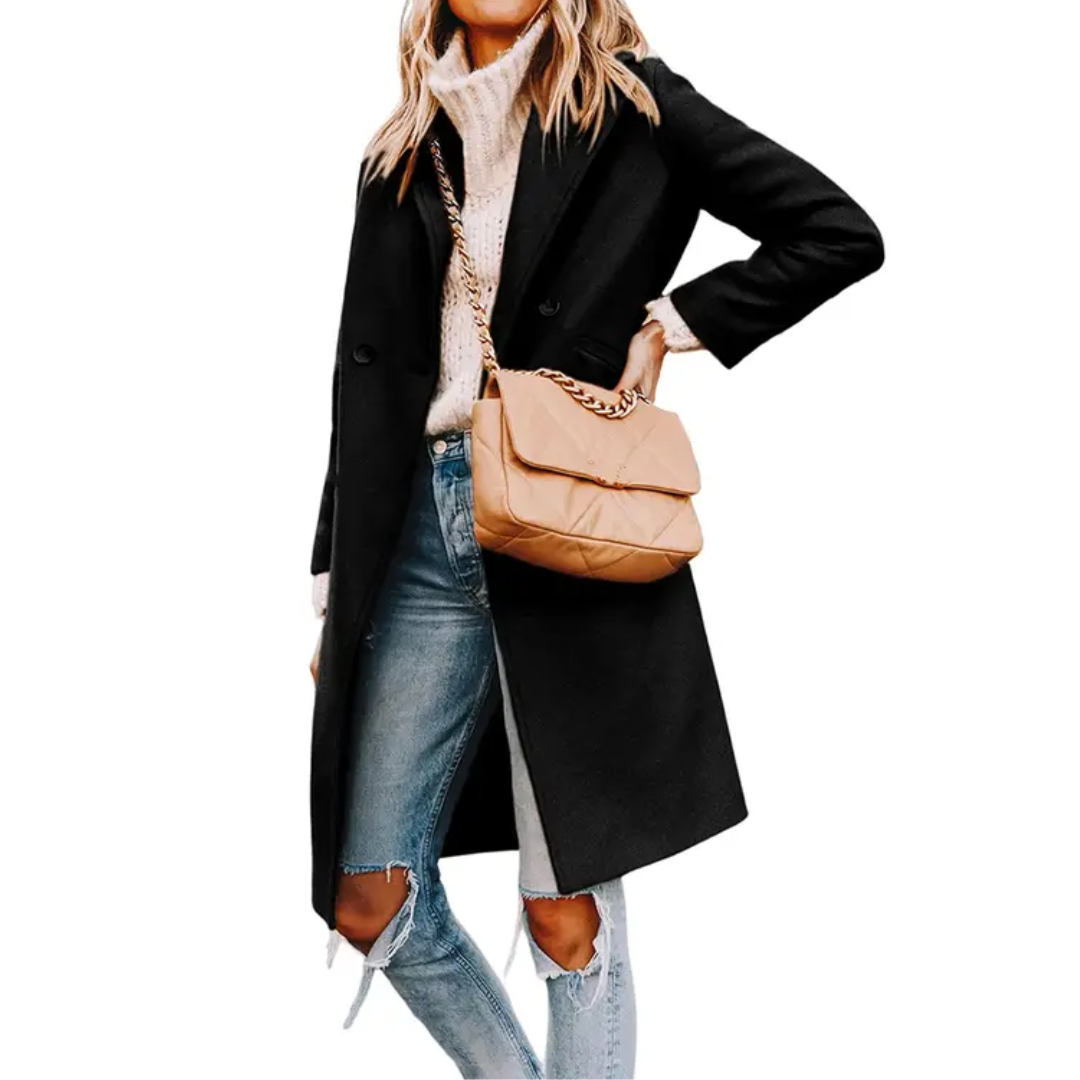 CELINDA™ – Classic Double-Breasted Wool-Blend Peacoat