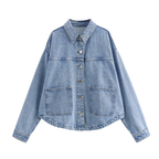 REEVA™ – Classic Button-Up Denim Shirt Jacket