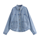 REEVA™ – Classic Button-Up Denim Shirt Jacket