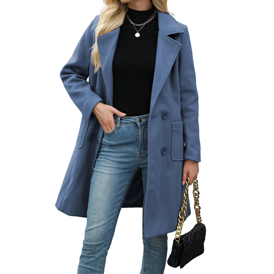 CORDETTE™ – Double-Breasted Wool Blend Mid-Long Coat