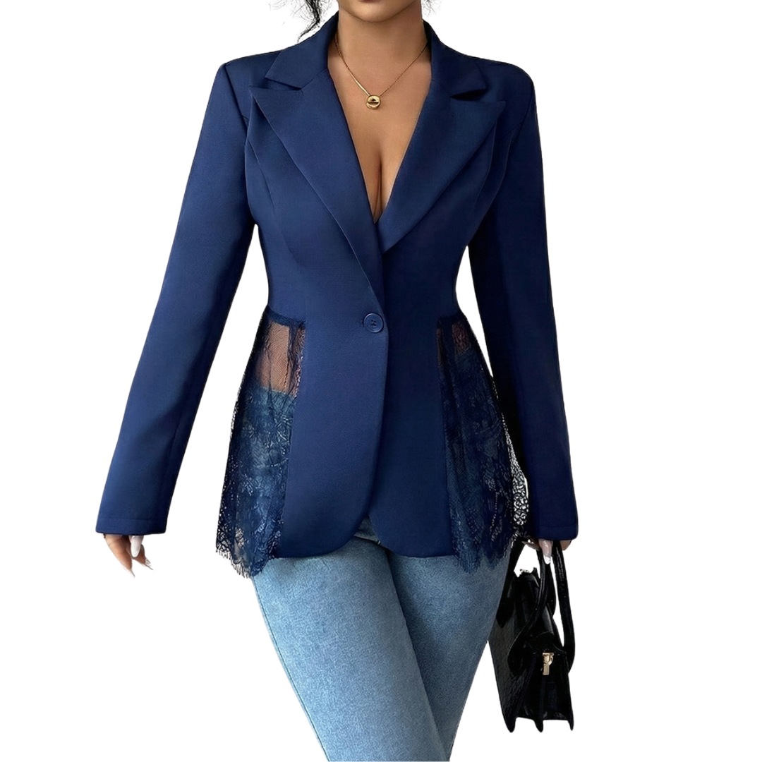 LEONIQUE | Lace Contrast Fitted Blazer Jacket