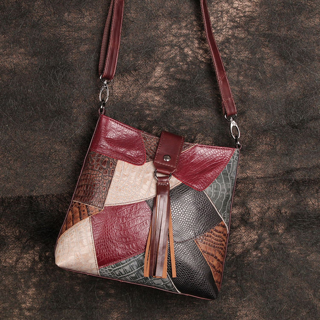 Boho Patchwork Leather Crossbody Bag