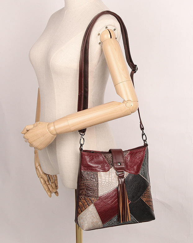 Boho Patchwork Leather Crossbody Bag