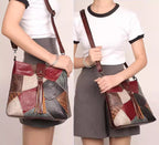Boho Patchwork Leather Crossbody Bag
