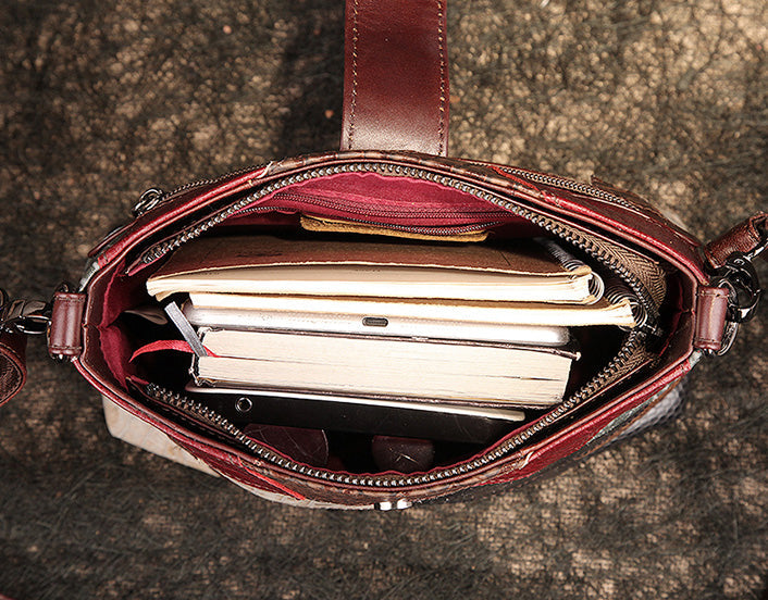 Boho Patchwork Leather Crossbody Bag