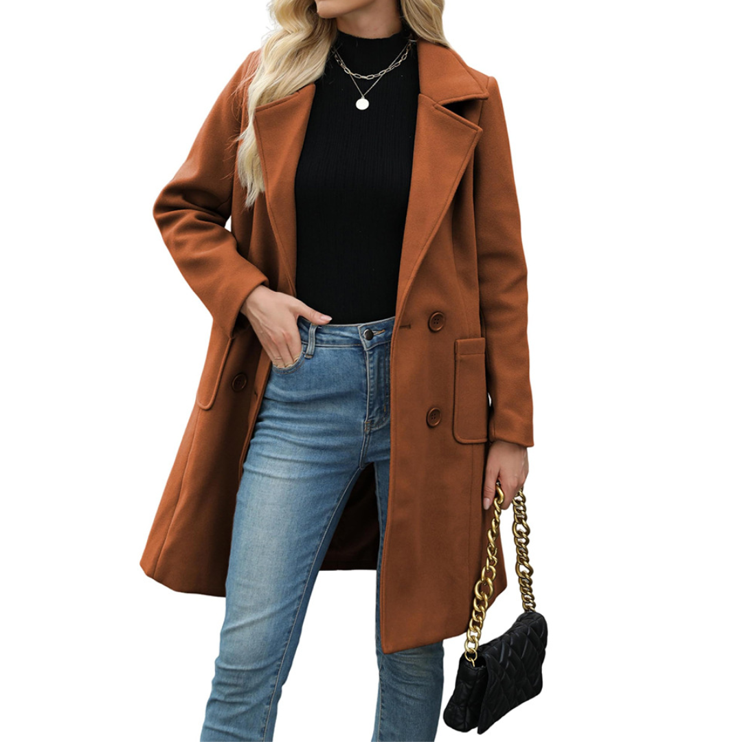 CORDETTE™ – Double-Breasted Wool Blend Mid-Long Coat