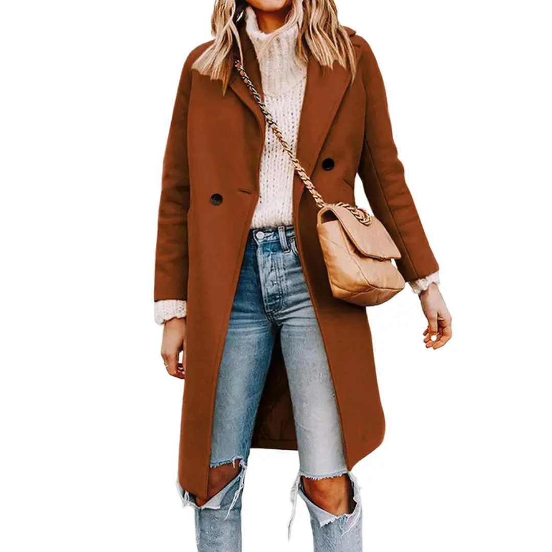 CELINDA™ – Classic Double-Breasted Wool-Blend Peacoat