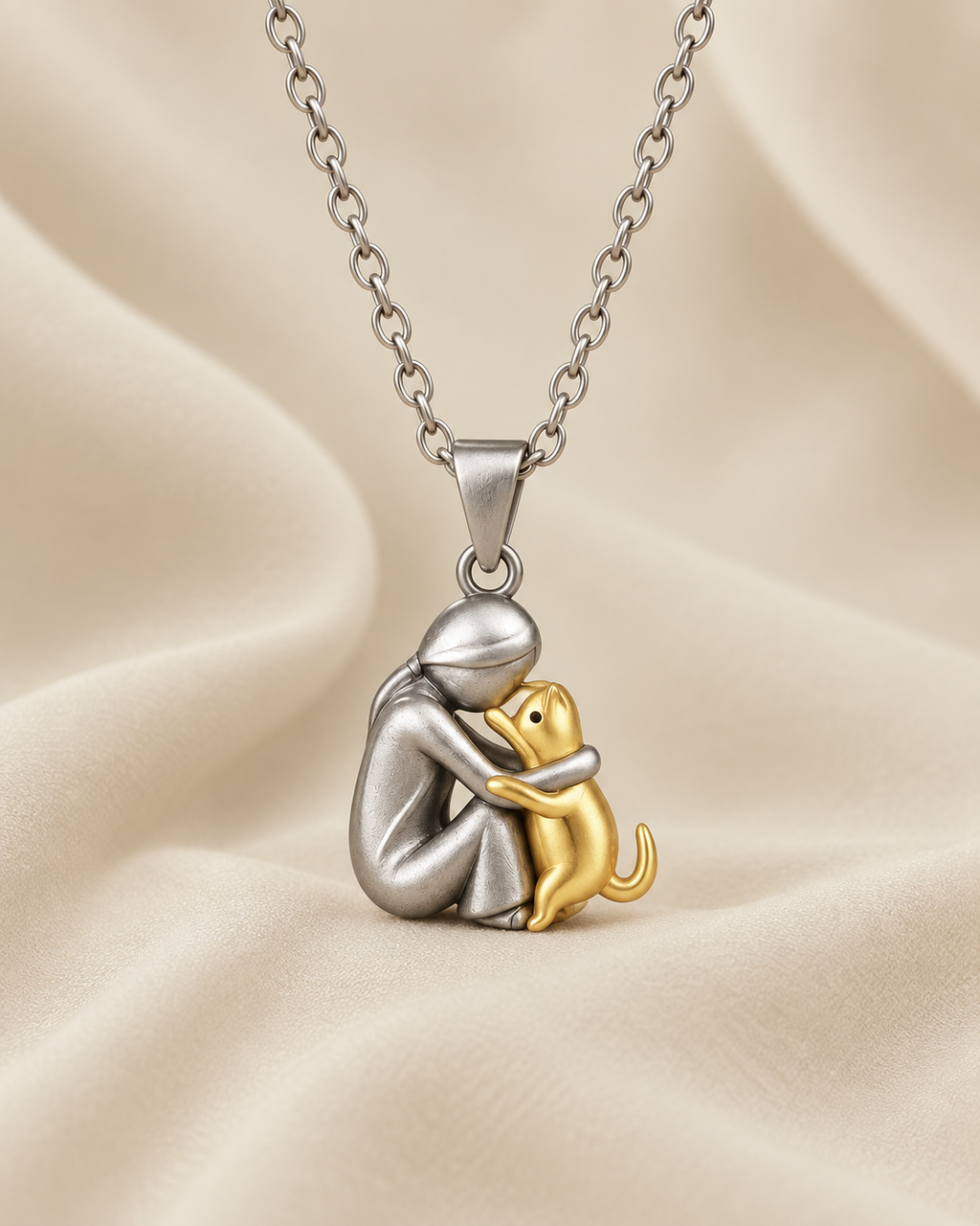 "Forever in Your Heart" Dog Hug Pendant Necklace