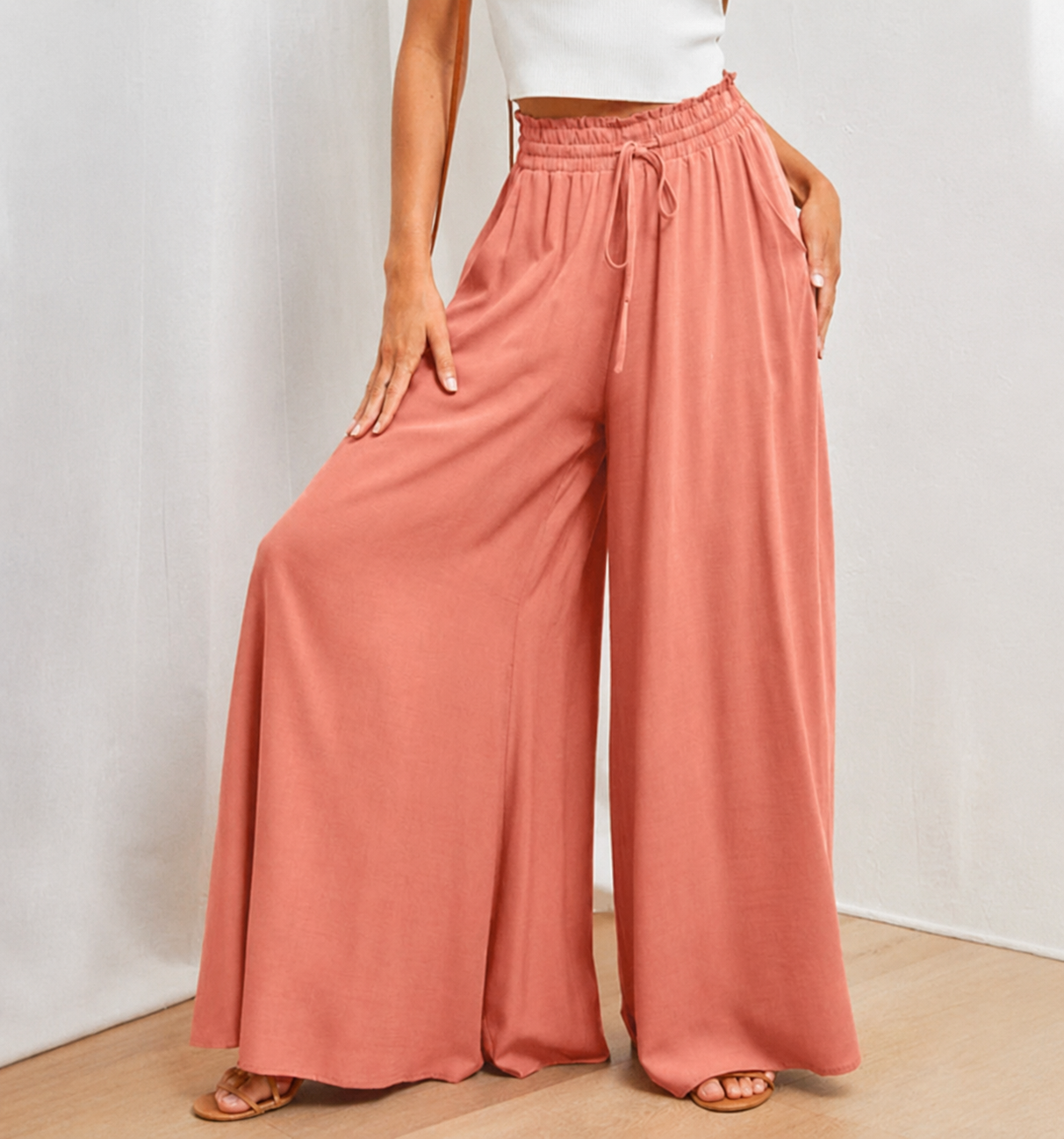 MELANIE | Women's High Waisted Wide Leg Palazzo Pants