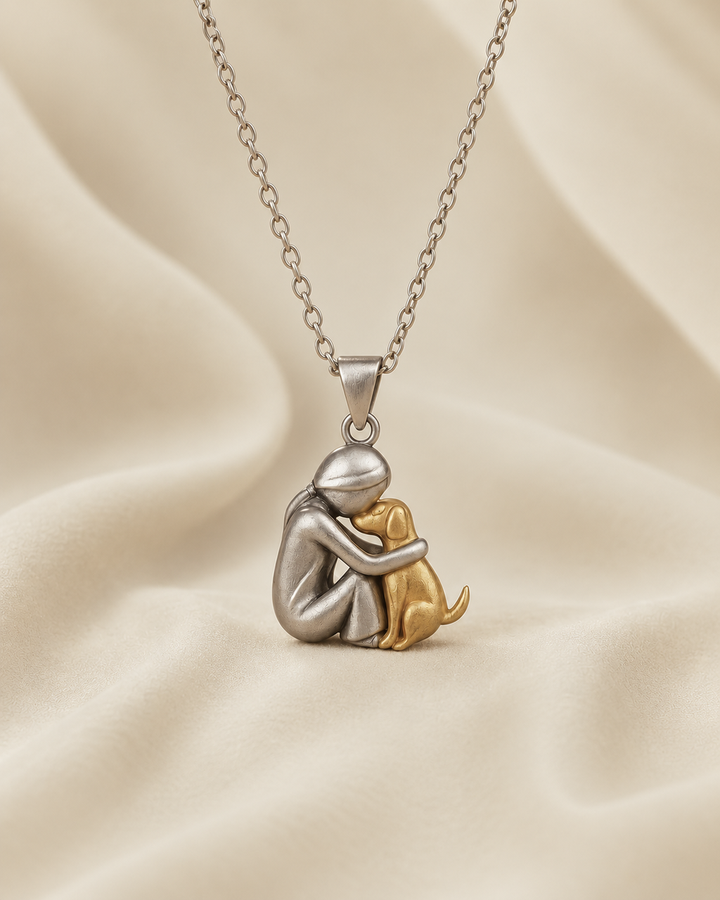 "Forever in Your Heart" Dog Hug Pendant Necklace