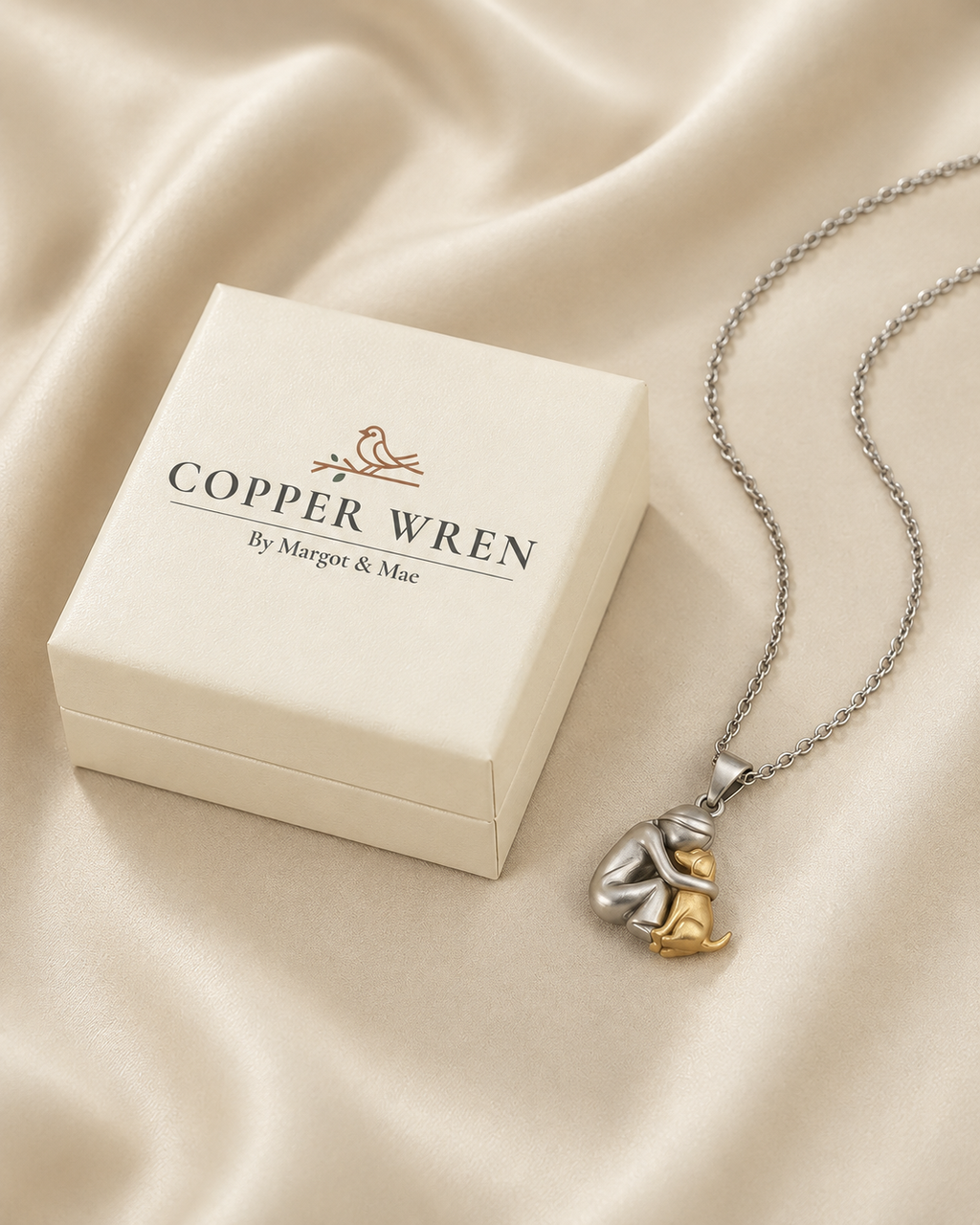 "Forever in Your Heart" Dog Hug Pendant Necklace