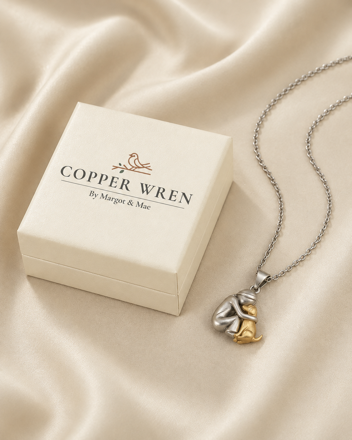 "Forever in Your Heart" Dog Hug Pendant Necklace