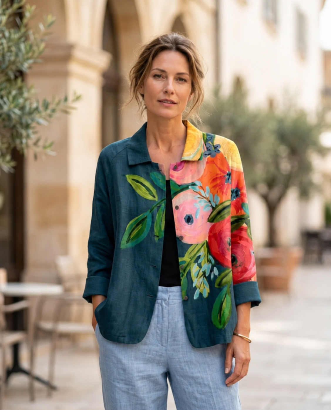 Janet | Painterly Poppy Print Shirt
