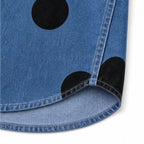 Marevelle | Oversized Polka Dot Denim Shirt with Stand Collar