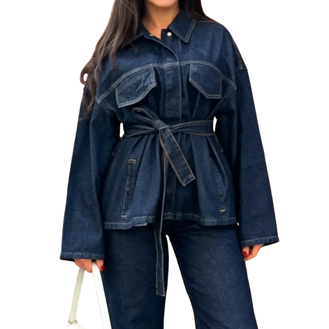 DELVINE™ – Relaxed Dark Wash Denim Jacket