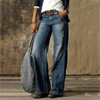 River | Women's High Waist Wide Leg Jeans Retro Flare Denim