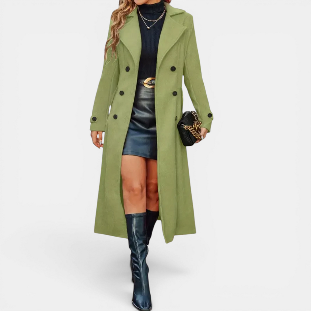 LEONILLE™ – Double-Breasted Wool Long Coat