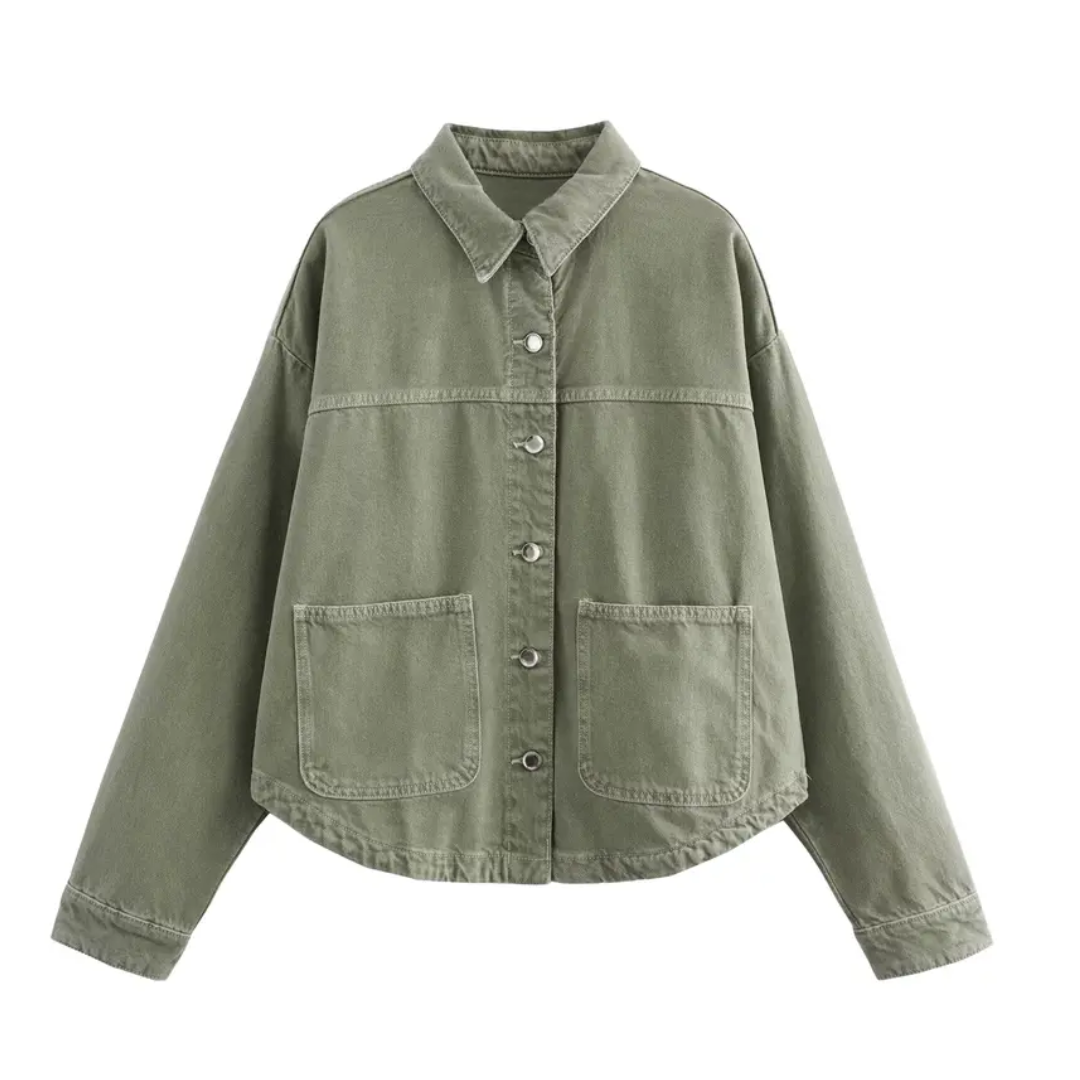 REEVA™ – Classic Button-Up Denim Shirt Jacket