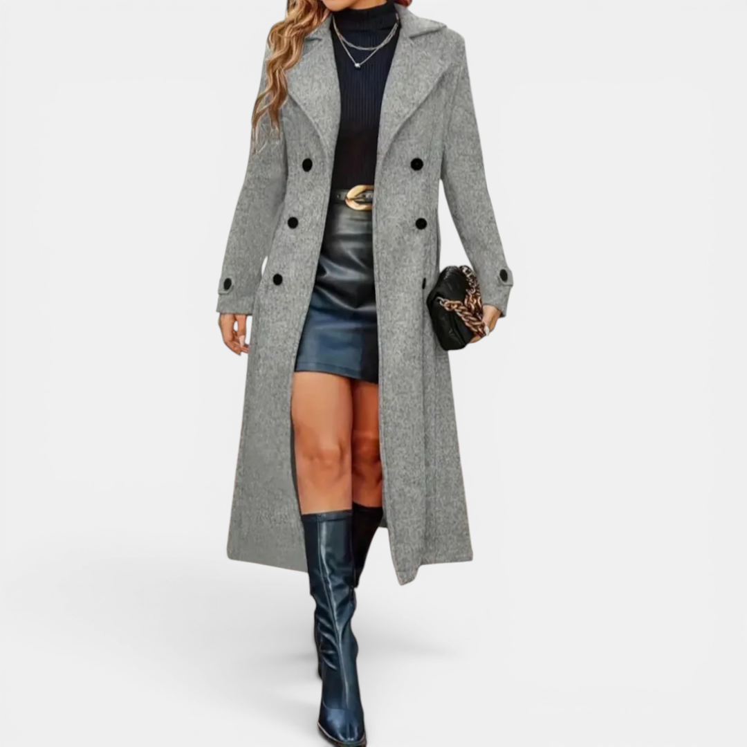 LEONILLE™ – Double-Breasted Wool Long Coat