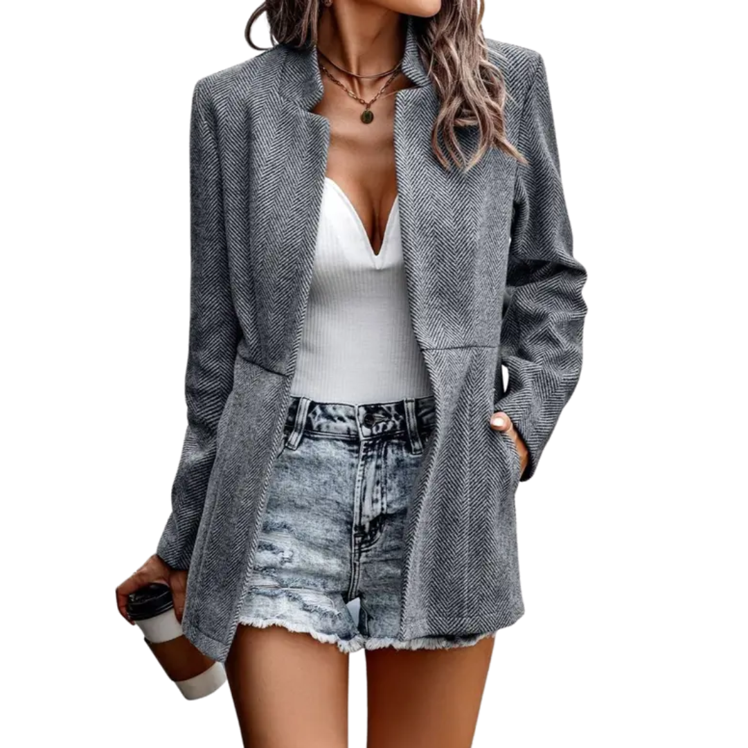 WAVNA | Polished Open Front Wool Blazer