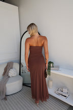 BENNETT STRAPLESS MAXI DRESS - CHOCOLATE