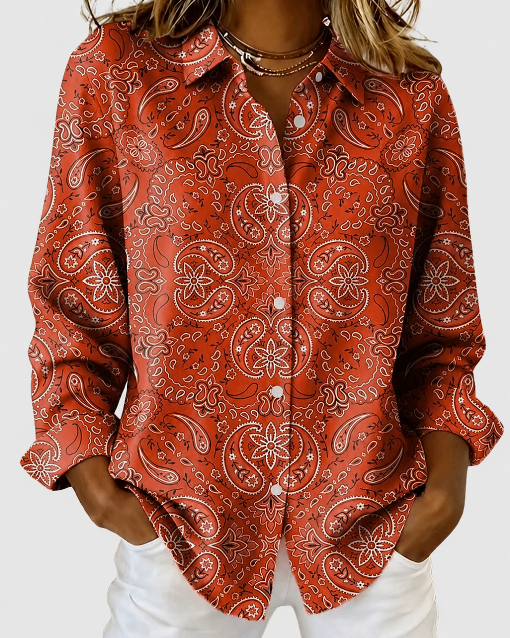 Joanna | Paisley Button-Up Blouse